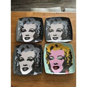 Andy Warhol Square Marilyn Monroe Plates Set of 4 Precidio Objects 8"